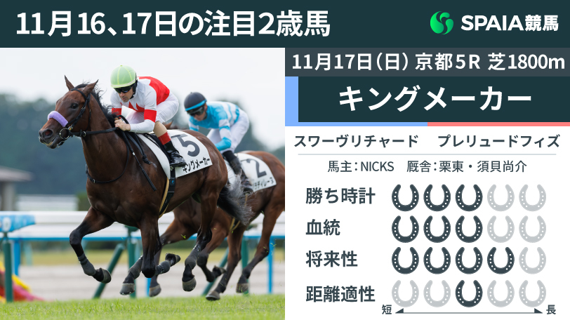 【注目2歳馬】ラスト4F11秒台の加速ラップで快勝　高い素質を見せたスワーヴリチャード産駒キングメーカー