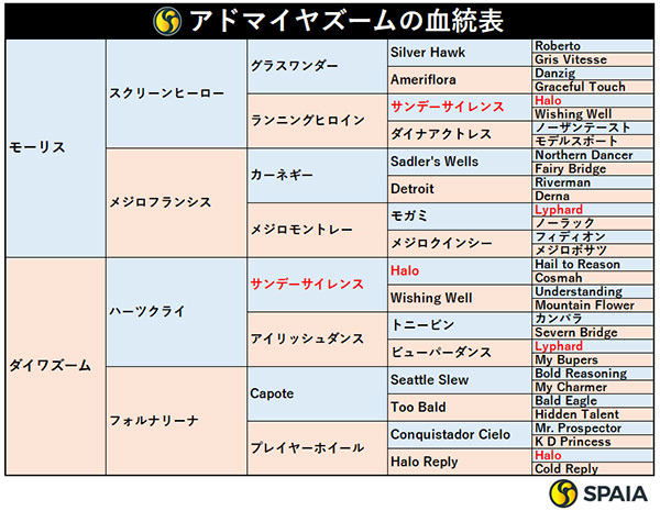 アドマイヤズームの血統表,ⒸSPAIA