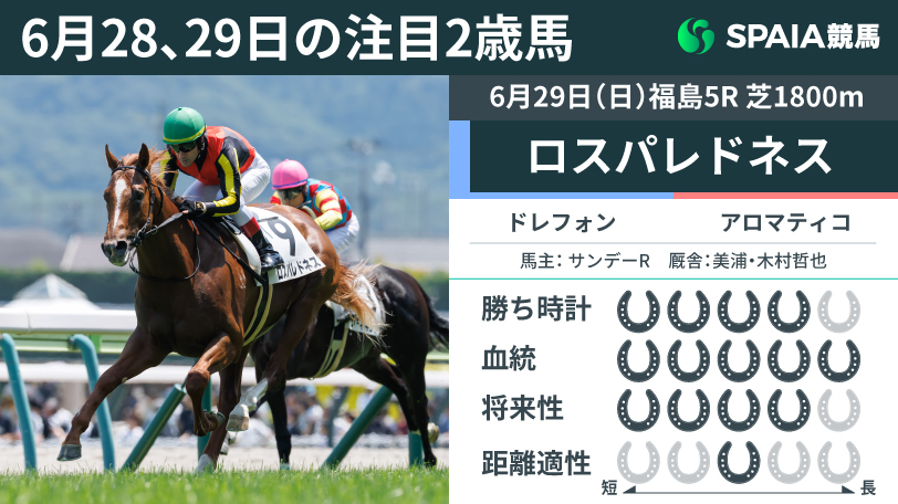 6月29日・福島5R新馬戦を制したロスパレドネス,ⒸSPAIA（撮影：三木俊幸）