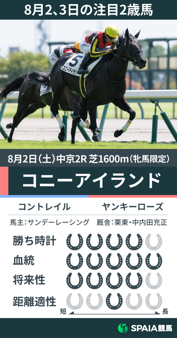 8月2、3日の注目2歳馬コニーアイランド,ⒸSPAIA（撮影：三木俊幸）