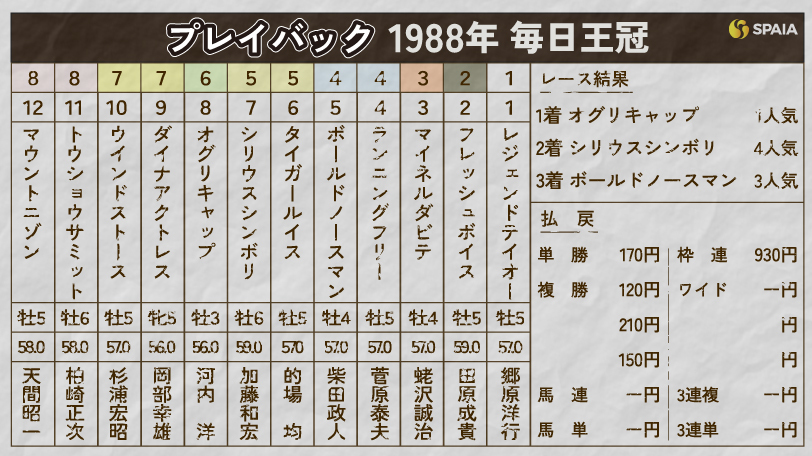 プレイバック1988年 毎日王冠,ⒸSPAIA