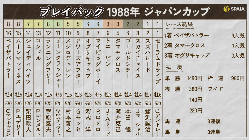 【ジャパンC】白い稲妻タマモクロス、芦毛の怪物オグリキャップでも届かなかった世界の壁　1988年をプレイバック