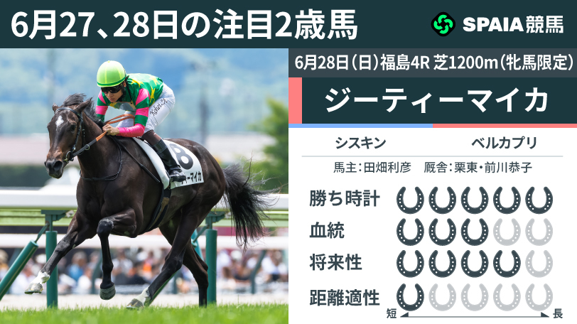 6月27、28日の注目2歳馬ジーティーマイカ,ⒸSPAIA（撮影：三木俊幸）
