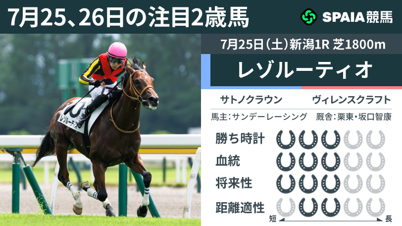 【注目2歳馬】サトノクラウン産駒レゾルーティオ　“ビスケットサンド組”から4頭目の勝ち上がり