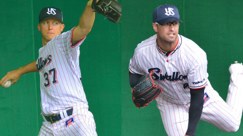 ヤクルトのマクガフ（左）とハフ（右）ⒸSPAIA