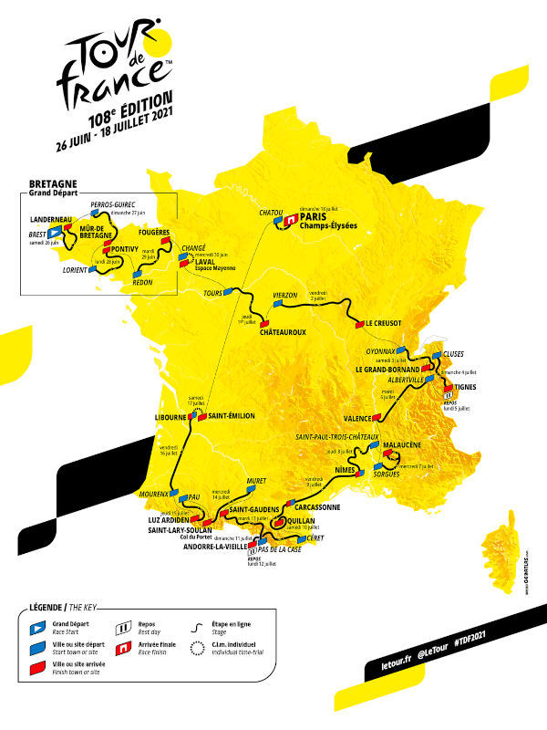 2021年ツール・ド・フランスのコース図