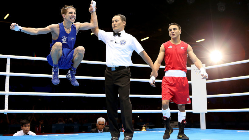 ロンドン五輪フライ級準々決勝でノルディーヌ・ウバーリに勝ったマイケル・コンラン,Ⓒゲッティイメージズ